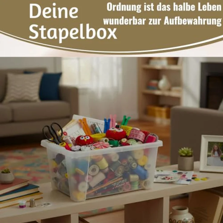 LS-LebenStil Stapelbox 30x20x15cm, transparente Aufbewahrungskiste mit Deckel, stapelbar, 5-7 Liter Volumen – Bild 5