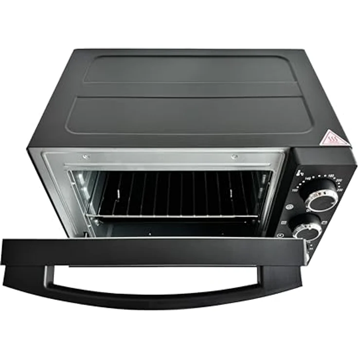 SILVA Schneider MB 1600 Minibackofen, 15 L, schwarz, 1200 Watt, Temperaturr. 100-230 °C, Timer, 4 Stufen-Regler, Edelstahlheizelemente, Doppelglastür, emailliertes Back-/Krümelblech, Backrost & Griff – Bild 3
