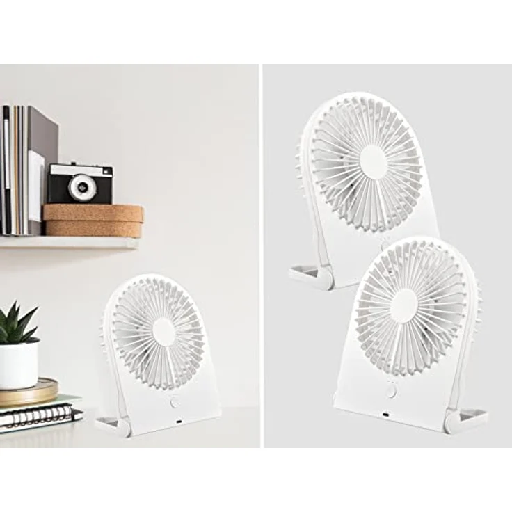 Setpoint Mini Ventilatoren 2er SET, Akku mit USB-C Anschluß, 3 Geschwindigkeitsstufen, Weiß, Höhe 23cm – Bild 2