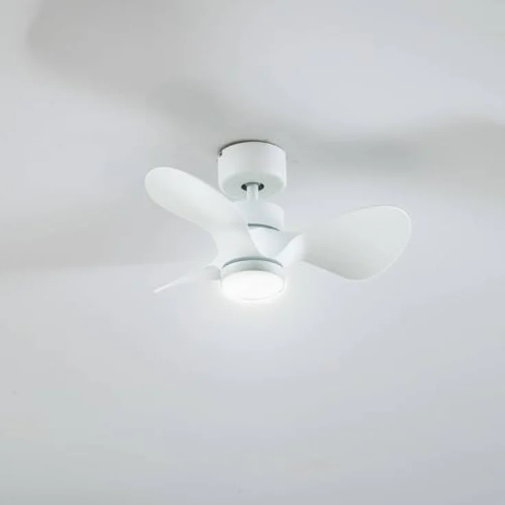 Lindby Deckenventilator mit Lampe "Enon", dimmbar, Metall, mit Fernbedienung, weiß, für Wohnzimmer & Esszimmer – Bild 2