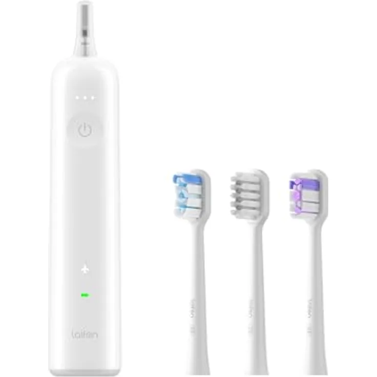 Laifen Wave elektrische Zahnbürste, Oszillation & Vibration elektrische Schallzahnbürste für Erwachsene mit 3 Bürstenköpfen, IPX7 wasserdicht magnetisch wiederaufladbar Reisezahnbürste (ABS weiß)