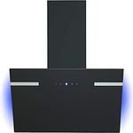 Respekta Dunstabzugshaube kopffrei / Dunstabzugshaube schräg 60 cm / Metallgehäuse mit Glasschirm in Schwarz / Abluft - und Umluftfunktion / CH69060SA+ / A+ / 43–63 dB