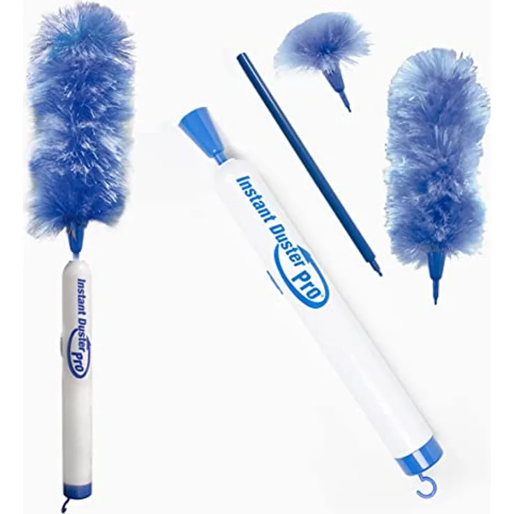 Elektro-Oberflächenbürste Instant Duster Pro Best Direct, Set, 4-TLG., inkl. großem und kleinem Staubwedel (austauschbar), Staubwedel mit Teleskopstiel, rotierend, elektrisch, batteriebetrieben