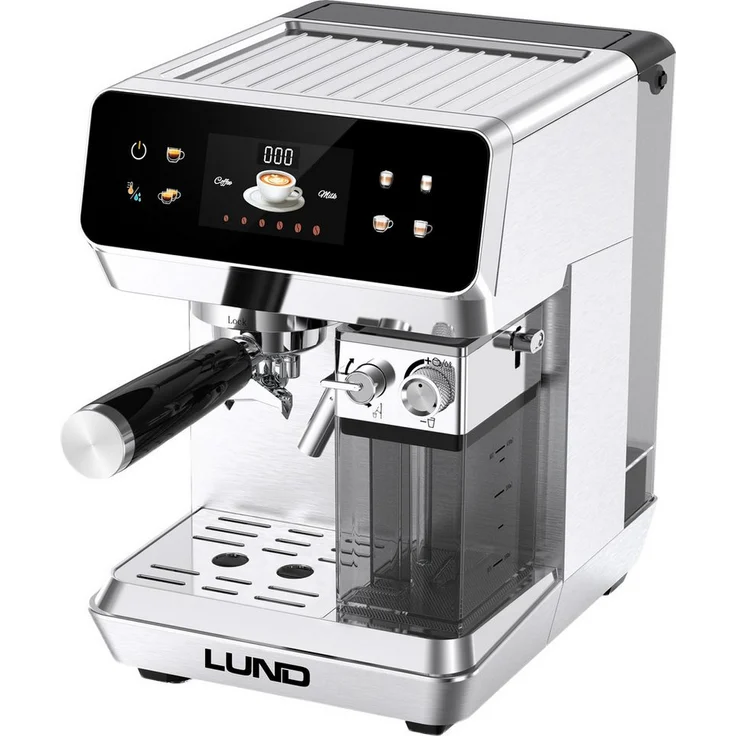 Lund Kaffeevollautomat, Edelstahl, 1350W, 8 Programme, automatischer Milchaufschäumer, Touch-Panel