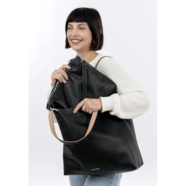EMILY & NOAH Shopper E&N Eva, Damen Tasche aus Feinsynthetik mit Echtleder-Optik, abnehmbaren Umhängeriemen, zweifarbigen Design und Magnetverschluss – Bild 3