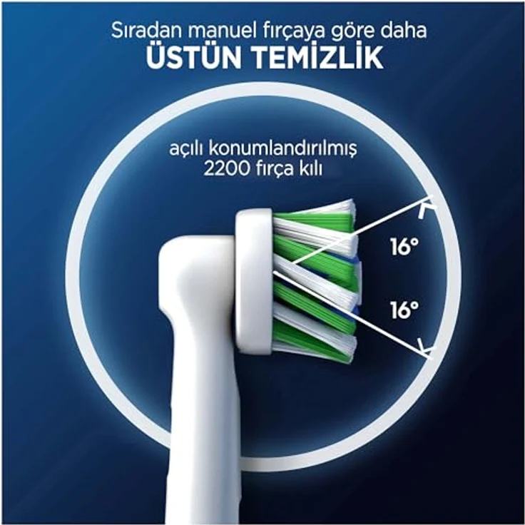 Oral-B Pro Cross Action Aufsteckbürste für elektrische Zahnbürste, X-Form und abgewinkelte Borsten, 6 Stück, Weiß – Bild 3