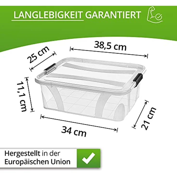 astor24 PREMIUM 3er XXL Set Aufbewahrungsbox transparent Organizer mit Deckel stapelbar. Ideal für Büro, Kinderzimmer, Küche & Werkstatt (3er Set 7 Liter) - Preisvergleich – Bild 2