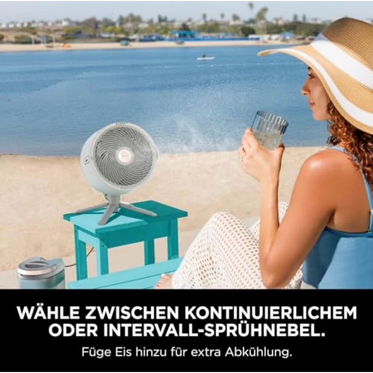 Shark FlexBreeze Pro Mist Akku-Ventilator, tragbarer Ventilator für innen und außen mit Sprühsystem, 20 m Kühlreichweite, 5 Geschwindigkeitsstufen, leise, Farbe Dove, FA300WHEU – Bild 2