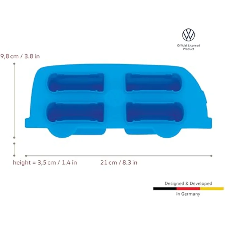 BRISA VW Bulli T1 Bus Eiswürfelform, Silikon Eiswürfelbereiter und Backform, spülmaschinengeeignet, offiziell lizenziert – Bild 3