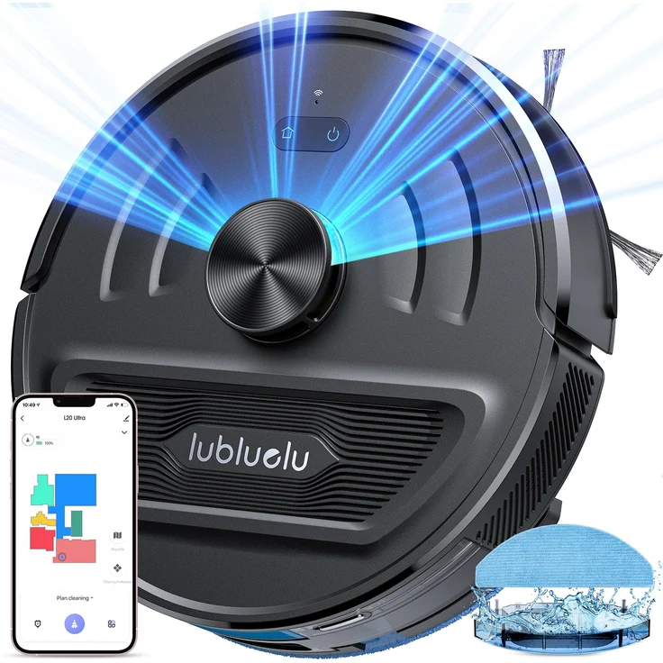 Lubluelu L20 Staubsauger Roboter, 5500Pa Saugkraft, 3-in-1 Saugen & Wischen, LiDAR Navigation, 120 Min. Laufzeit, App-Steuerung, geeignet für Tierhaare & Teppiche