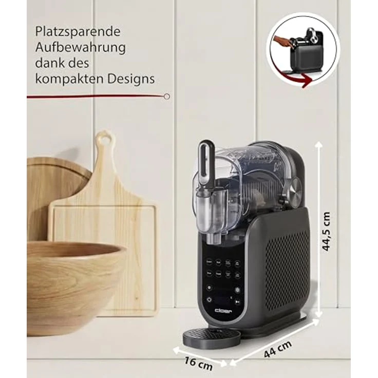 Cloer 9960 Slush Eis Maschine, 2,5 l Volumen, 6 Programme, Touch-Bedienung für Slush Ice, Frozen Cocktails & Milchshakes, 200 W – Bild 5