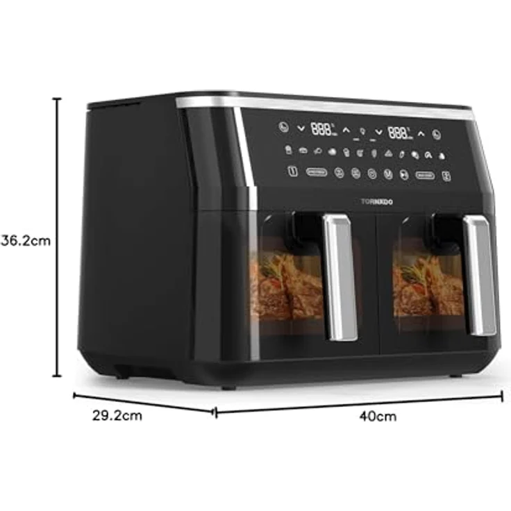 Tornado TAFT-1000-GS, Heißluftfritteuse mit Dual Zone, 2x 4,5 Liter, 3100 Watt, 12 automatische Programme, Sichtfenster mit Innenbeleuchtung – Bild 10