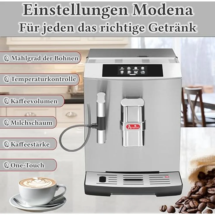 Acopino Modena ONE Touch Kaffeevollautomat, 12-stufiger Mahlgrad, Wasserfilter, 1500 Watt – Bild 3