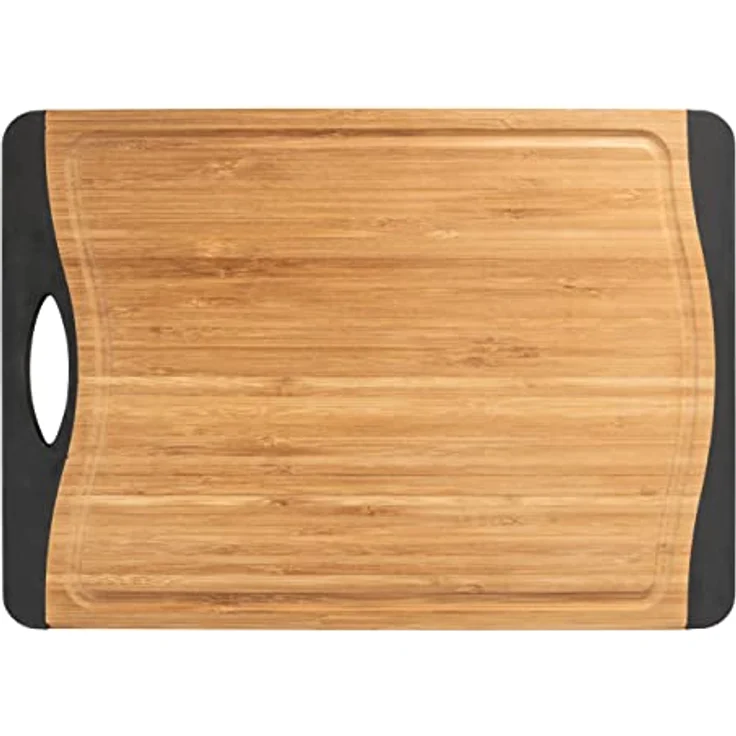 Wenko Schneidebrett Bambus Anti-Rutsch M+ - Küchenbrett, Schneidbrett mit Saftrille und Griff, klingenschonend, Bambus, 33 x 1,5 x 23 cm, braun – Bild 3