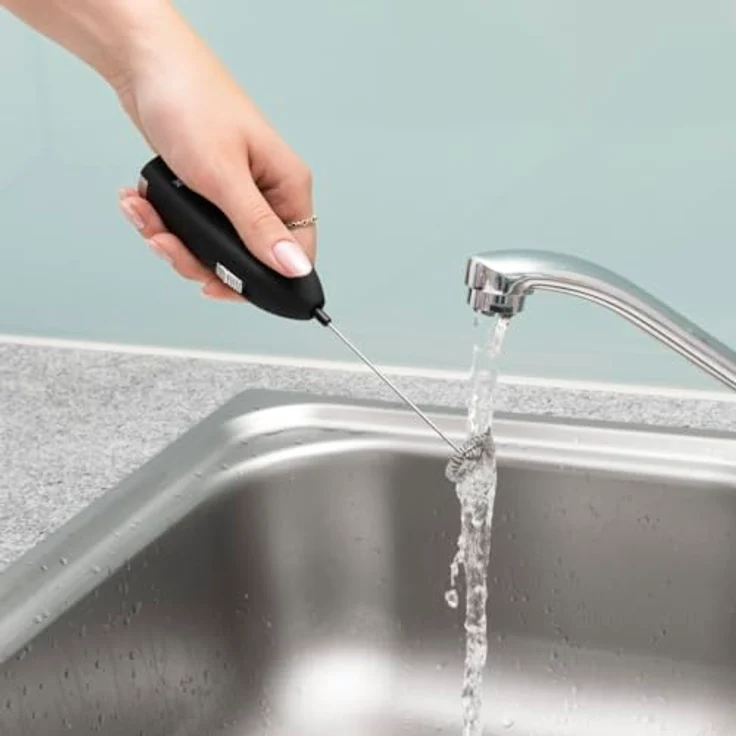 XAVAX | Elektrischer Milchaufschäumer (Milchschäumer, Edelstahl, batteriebetrieben, elektrisch, multifunktional) Farbe Schwarz – Bild 5