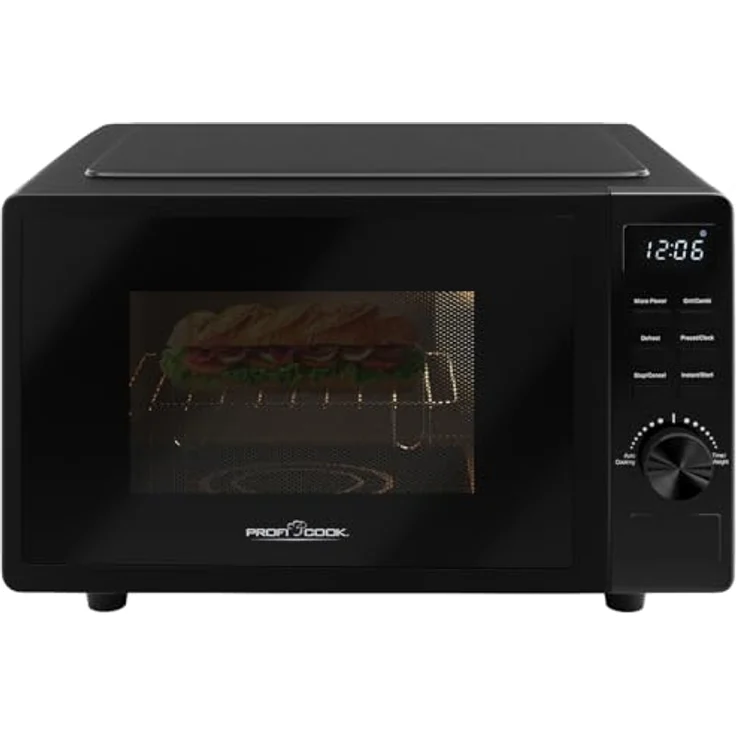 ProfiCook Mikrowelle mit Grill 20L ohne Drehteller, schwarz mit Timer + Auftaufunktion 1150W - PC MWG 1278 – Bild 1