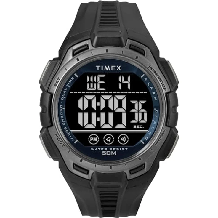 Timex Sport TW5M63800, Unisex-Armbanduhr mit digitalem Zifferblatt, 43 mm, schwarzes Polyurethan-Armband und wasserdicht bis 50 m – Bild 1