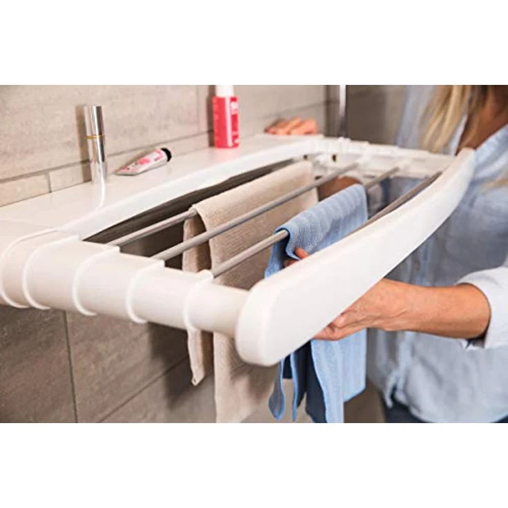 Vileda Genius Wandtrockner, 5 m Leinenlänge, Indoor & Outdoor nutzbar, extradicke Trockenstäbe – Bild 4