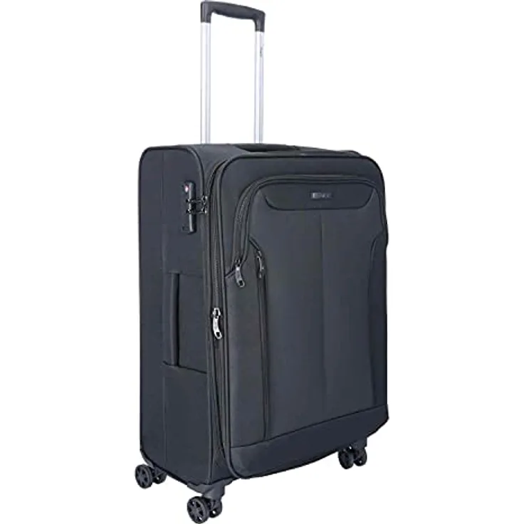 TheTrueC 4 Rollen Koffer Superlight 67cm Kopenhagen, Reißverschlussteiler|Kratzfest, Black