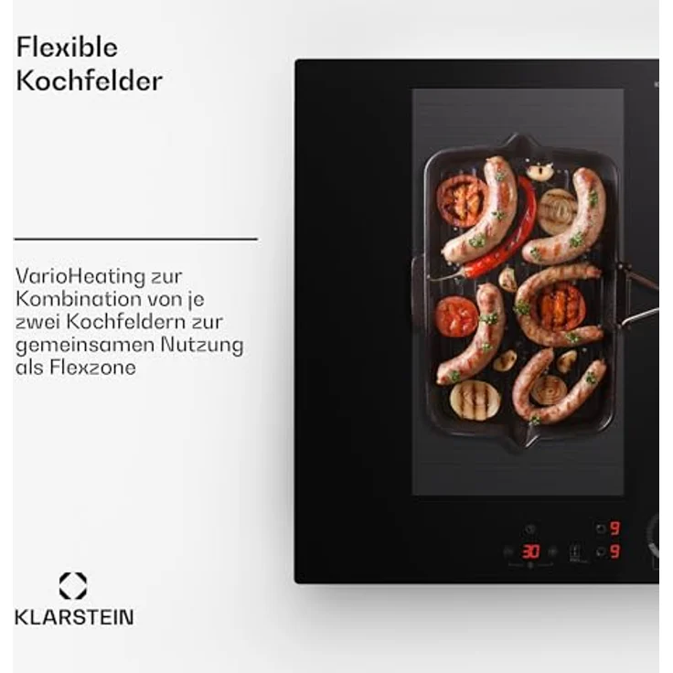 Klarstein Induktionskochfeld, Glaskeramik Kochfeld, 7000W Induktionskochfeld mit 4 Platten, Einbau-Induktionskochfeld mit Touch-Display und Timer, Moderne Kochfelder mit Überhitzungsschutz – Bild 4
