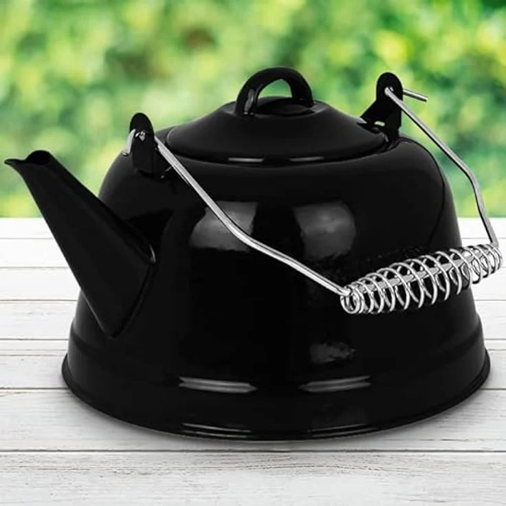 Campingkessel mit Henkel 2,4L schwarz Wasserkessel Teekessel Kaffeekessel Wasserkocher – Bild 2