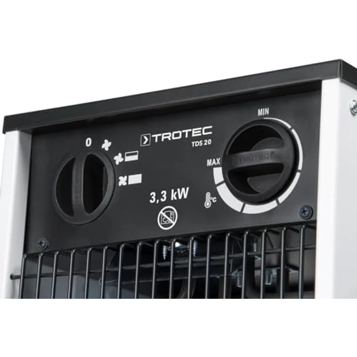 TROTEC Elektro Heizlüfter TDS 20, Bauheizer mit 1,65 kW / 3,3 kW Heizleistung, Luftmenge 335 m³/h, stufenlos regulierbar, sauerstoffverbrauchsfrei – Bild 5