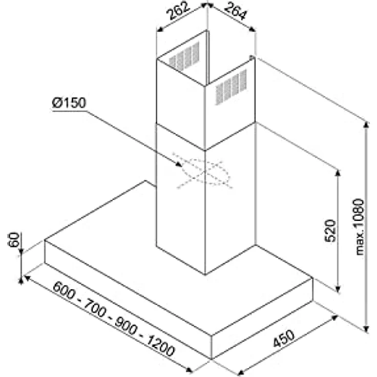 Smeg KBT900 Wandhaube 90 cm Flache T-Form Dunstabzugshaube Edelstahl – Bild 5