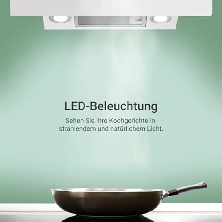 KKT KOLBE EASY9005WM Dunstabzugshaube, 90 cm, 782 cbm/h, kopffrei, Wandhaube, Weiß Glas, Smart WiFi, RGBW-LED-Beleuchtung, Energieeffizienz A+++ – Bild 4