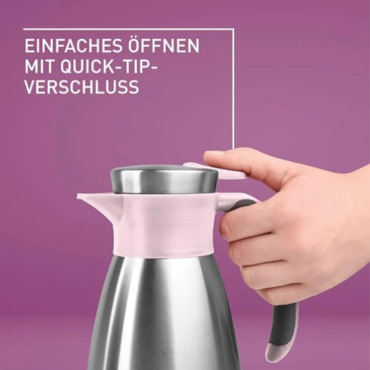 Emsa Soft Grip Isolierkanne, 1,5 l, Edelstahl, Quick Tip Verschluss, 12h heiß, 24h kalt, trendige Farben – Bild 5