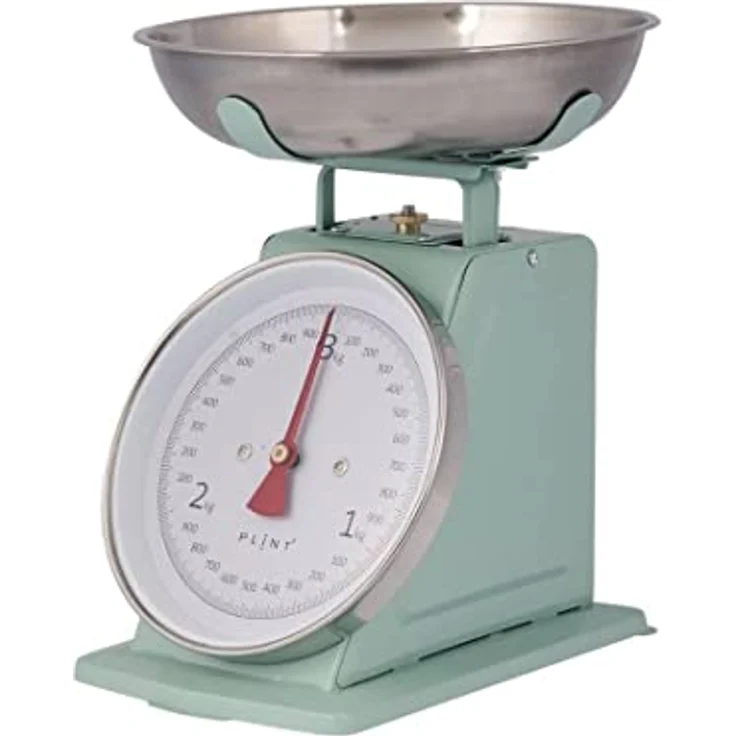 Plint Retro Küchenwaage, analoge Metallwaage mit großem Analogdisplay, wiegt bis 5 kg, Tare-Funktion, vintage Design – Bild 2