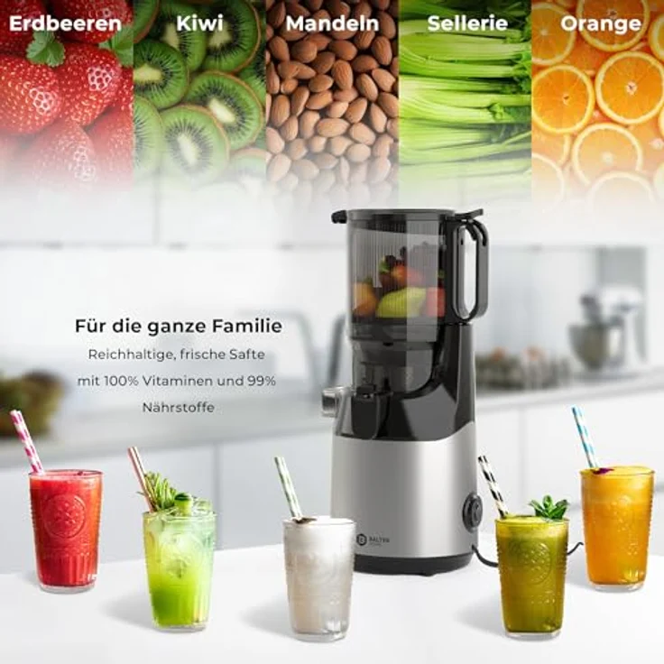 Balter Entsafter Slow Juicer VITALMAXX PRO, Große 135MM Öffnung, 300 Watt, BPA Frei, leise – Bild 3