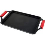 WECOOK! Ecostone Grillplatte, Induktion Griddle-Pfanne 43 X 25 cm, Aluminiumguss, Antihaftbeschichtung XTRA DUPONT Ökologisch PFOA-frei, 5mm Dicke, Silikongriffe, Vitrokeramik, Gas, Backofen, Schwarz