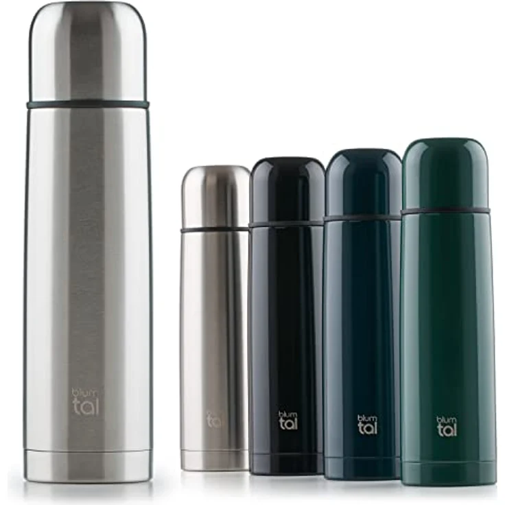 Blumtal® Thermosflasche 700ml - BPA-freie Thermoskanne für warm&kalt - auslaufsichere Isolierflasche 700ml aus Edelstahl rostfrei - Thermosflasche mit Becher - Thermoflasche - Stainless Steel - Silber – Bild 1