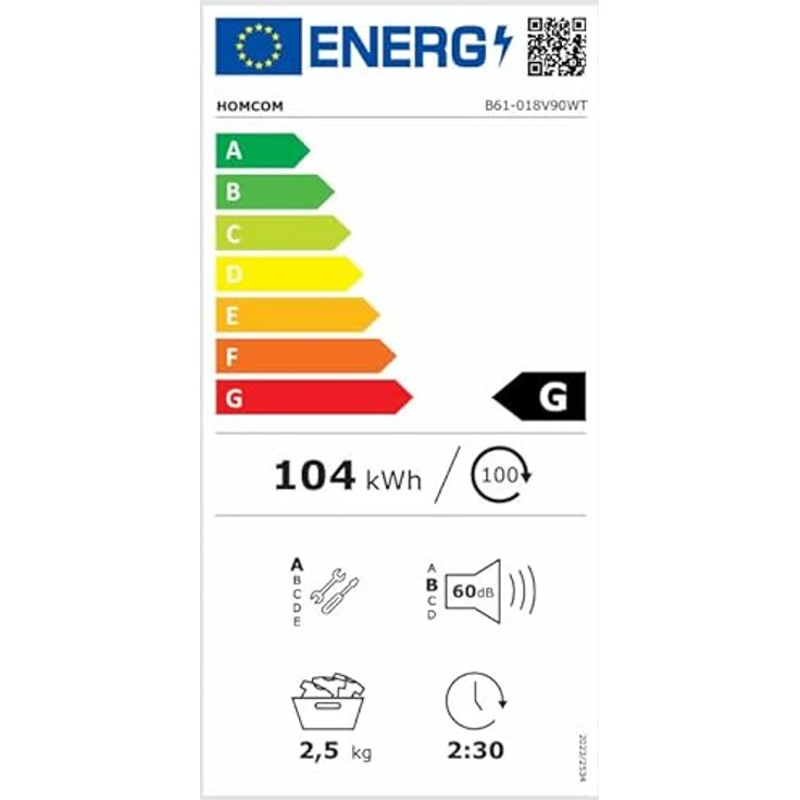 HOMCOM Waschtrockner B61-018V90WT, kompakt 4 kg, 5 Trockenprogramme, 60°C Heizzyklus, IPX4 Wasserschutz, Weiß – Bild 11