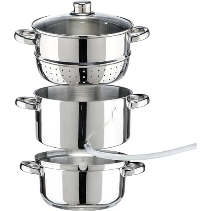 mucHome Dampfentsafter 6L, Edelstahl, für alle Herdarten inkl. Induktion, spülmaschinengeeignet, ideal für Beeren, Obst und Gemüse, Ø 22cm