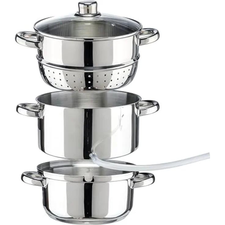 mucHome Dampfentsafter 6L, Edelstahl, für alle Herdarten inkl. Induktion, spülmaschinengeeignet, ideal für Beeren, Obst und Gemüse, Ø 22cm – Bild 1