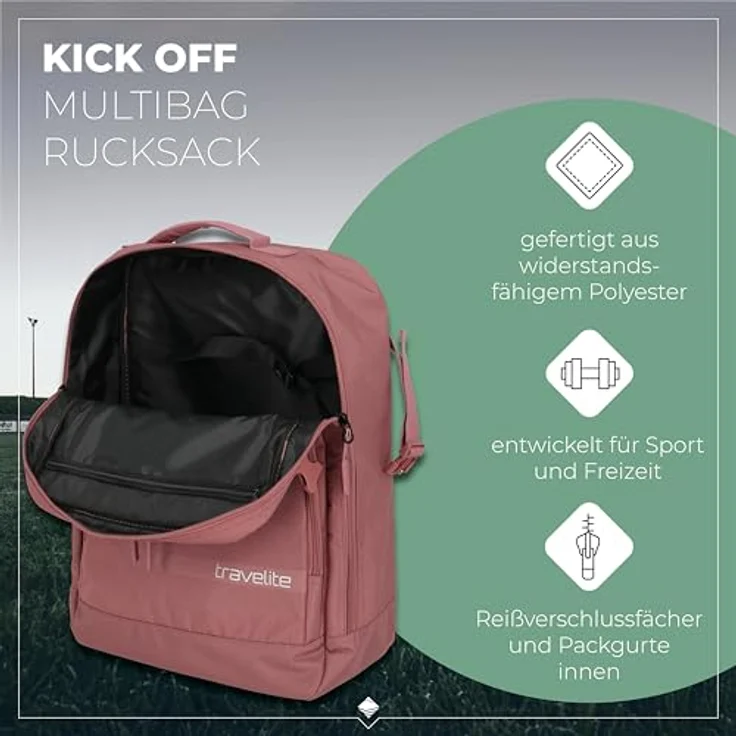 travelite Kick Off Multibag Rucksack 50 cm, rose – Bild 3