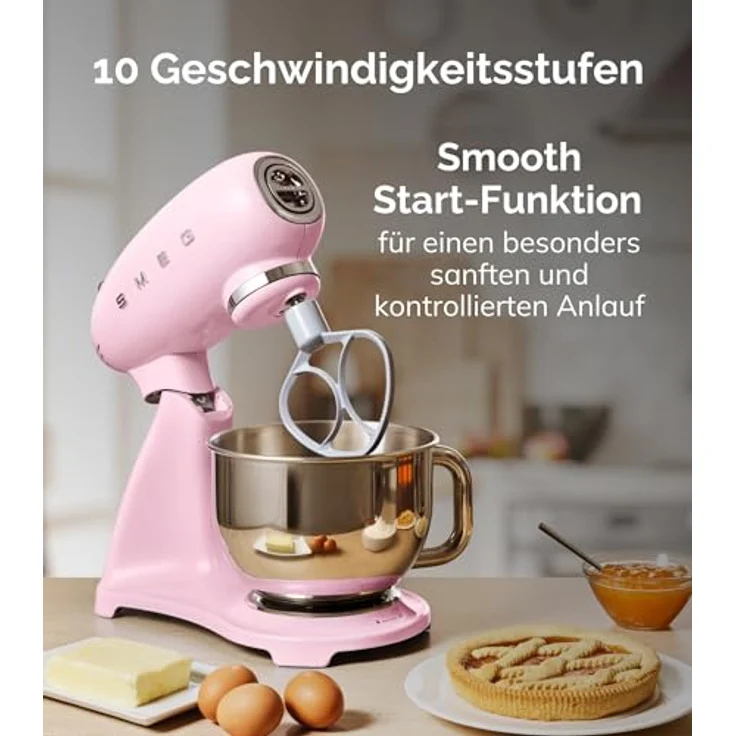 Smeg SMF03PBEU Küchenmaschine mit Direktantrieb, 800W, 4,8 L Edelstahlschüssel, pastellblau, Serie: SMF03 – Bild 4
