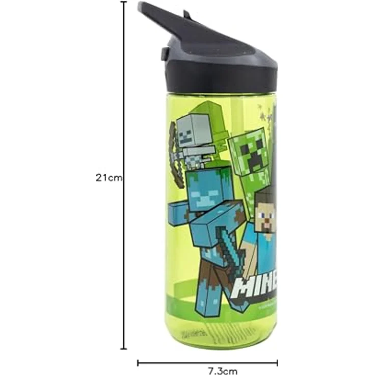 Storline Trinkflasche Minecraft 620 ml, Premium mit Druckknopfdeckel für Schule & Freizeit, Ecozen Material – Bild 7