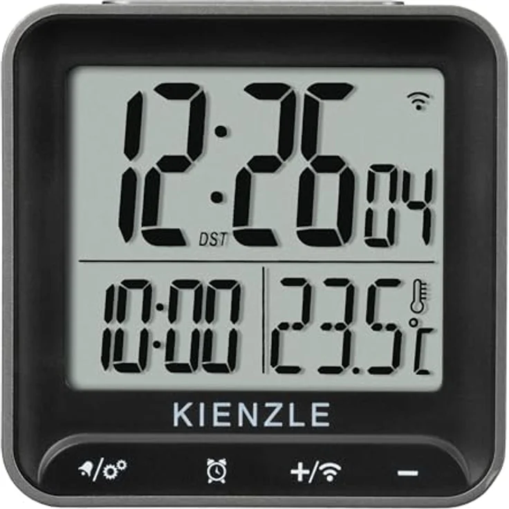 Kienzle Digitaler Funkwecker Quadrat, DCF-Funksteuerung, 2 Weckzeiten, Innentemperaturanzeige, Hintergrundbeleuchtung, Touch-Tasten – Bild 4