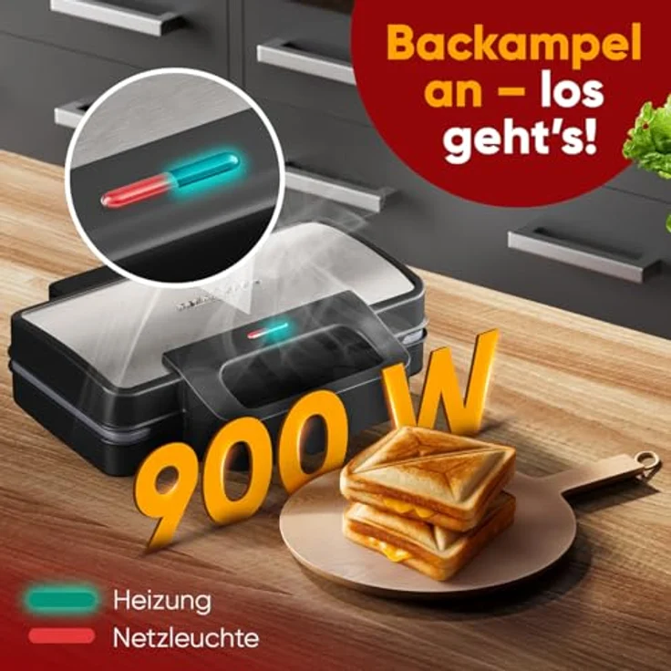 ProfiCook Sandwichmaker PC-ST 1315, große Sandwichplatten für XXL-Toasts, 900W, Edelstahl mit Antihaftbeschichtung – Bild 6