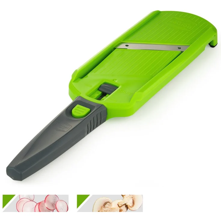 Börner Multi Slicer Gemüseschneider, kompakter Küchenhelfer mit Edelstahlklingen und Hobel-Aufsatz, platzsparend