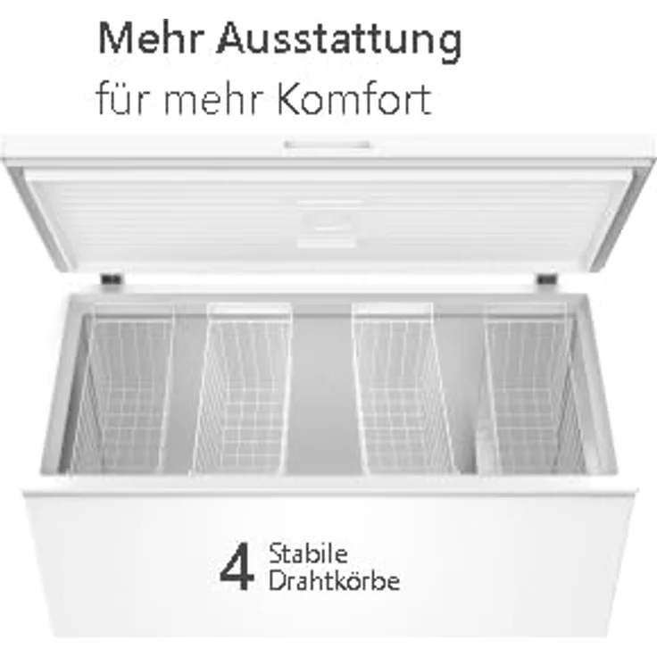 SCHOEPF GT400SD Gefriertruhe, 380 Liter, Energieeffizienzklasse D, Weiß, 4-Sterne-Gefriervermögen, Schnellgefrierfunktion – Bild 9