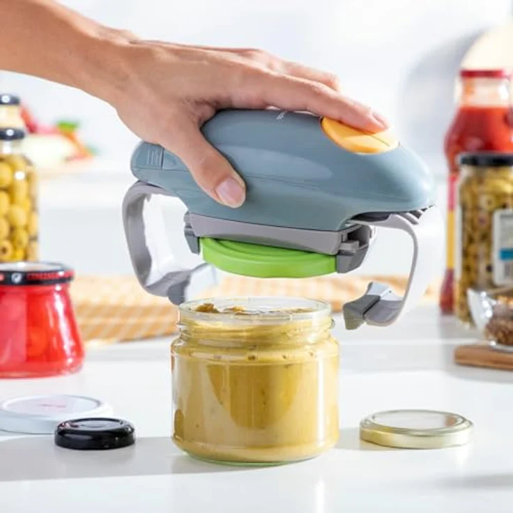 InnovaGoods Elektrischer Gläser- und Dosenöffner, Automatische Ausschaltung, Benutzerfreundlich, Flexibel für verschiedene Größen, Kunststoff, Bunt, Groß – Bild 5
