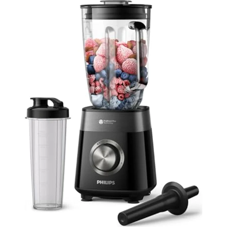 Philips HR3031/00 5000-Serie Standmixer, Schwarz, 1200 W, 2 Liter, inkl. Blend-and-go-Behälter, ProBlend Plus-Technologie, 3 Geschwindigkeitsstufen – Bild 2