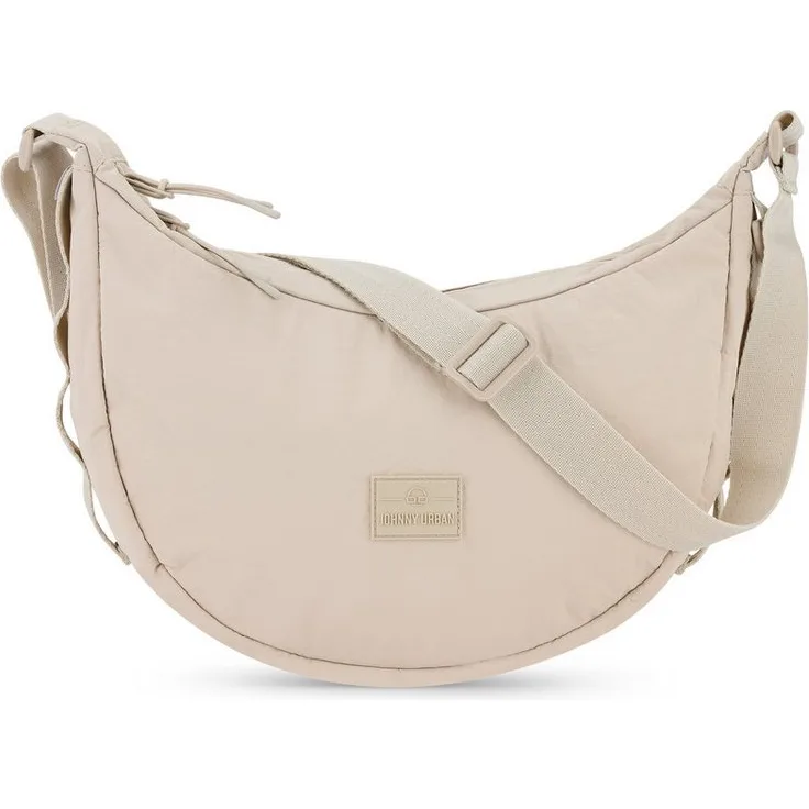 Johnny Urban Umhängetasche Kaia Small Half Moon Bag im Puffer Design, Wasserabweisend, 100% recyceltes Nylon, 4 Liter Volumen, Schwarz