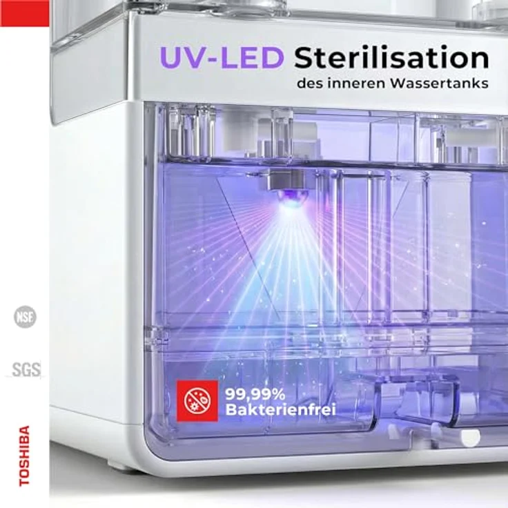 Toshiba Auftisch Osmoseanlage, Wasserfilter für Trinkwasser mit 5-in-1 Filter, UV-Sterilisation, NSF-zertifiziert, Heißwasserspender, weiß – Bild 4