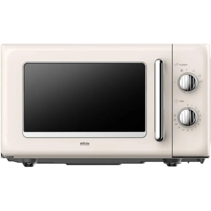 Silva MW-R 25.3, Retro Mikrowelle mit 700 Watt, 20-Liter-Garraum, beige