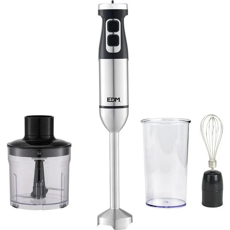Edm EDM 07770, Multifunktions Stabmixer mit 1700 W Leistung, Schwarz/Silberfarben, Zubehör: Zerkleinerer und Messbecher, 2 Geschwindigkeitsstufen