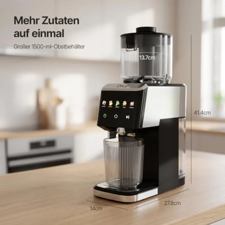 Olvy Slow Juicer JS8303S, 150W Entsafter für Obst & Gemüse mit 5 Programmen, Eiscreme-Funktion, Rückwärtsfunktion, BPA-frei – Bild 6